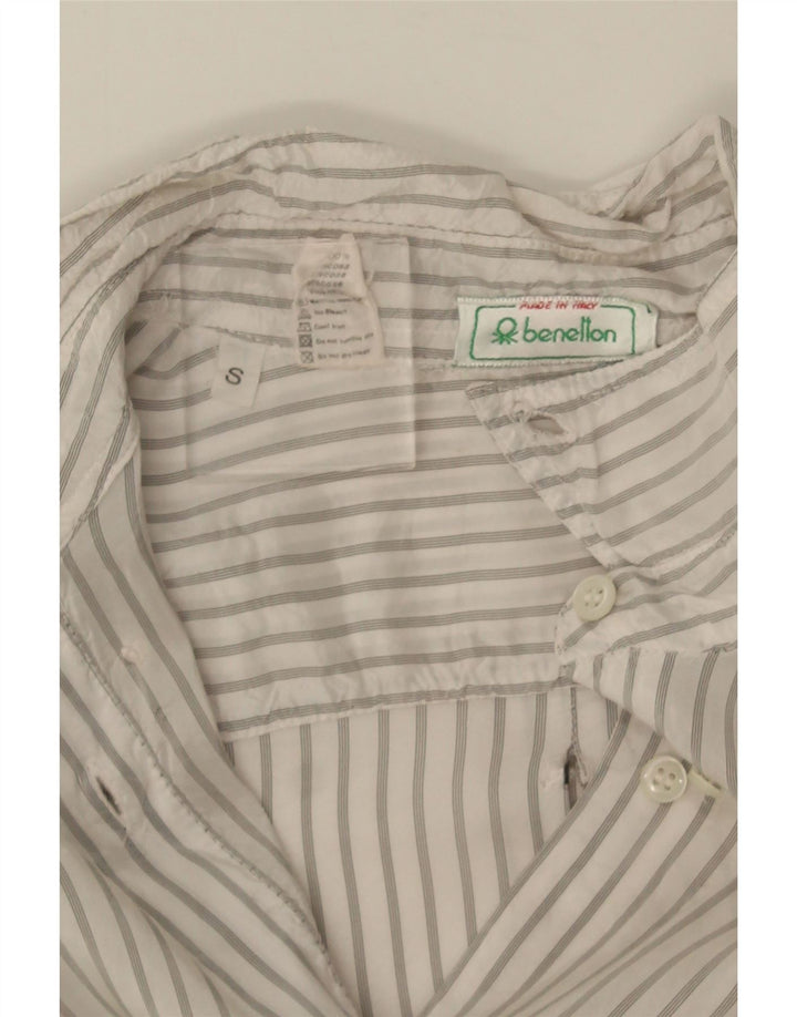 Benetton Womens Tall Shirt UK 10 Small Weiß gestreifte Viskose