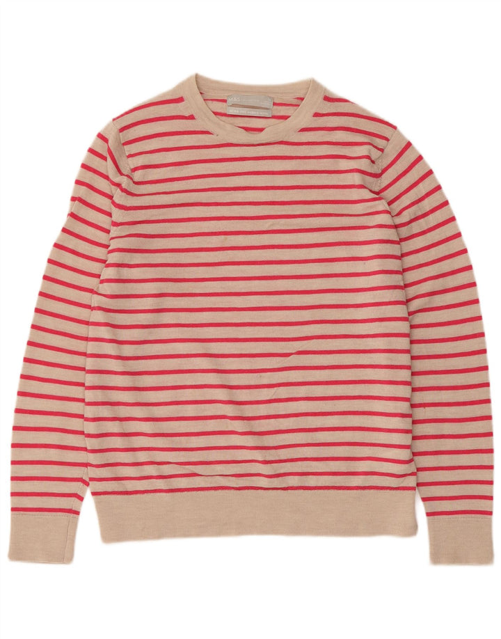 Marks & Spencer Damen-Pullover mit Rundhalsausschnitt, Gr. 14, mittelbeige gestreift