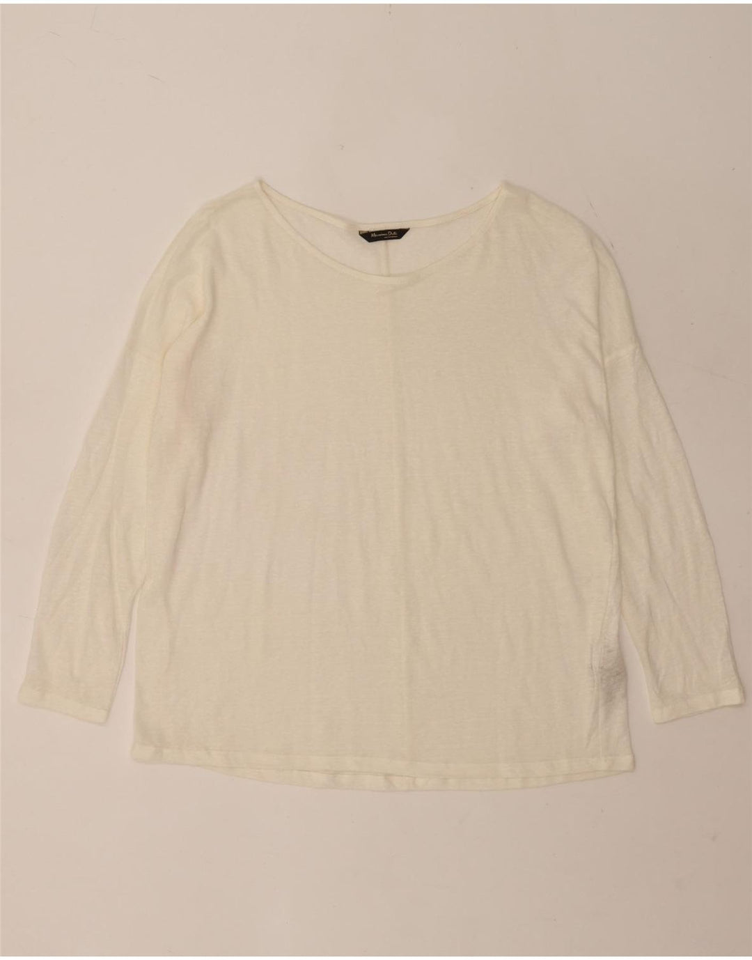 Massimo Dutti Damen Top Langarm UK 16 Large Off White Linen