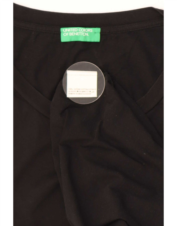 Benetton Damen Weste Top UK 18 XL Schwarz Baumwolle
