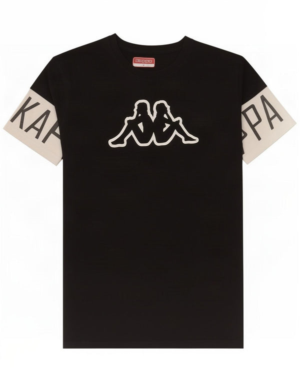Kappa Herren-T-Shirt mit Grafik, Größe S, Schwarz, Colourblock-Baumwolle