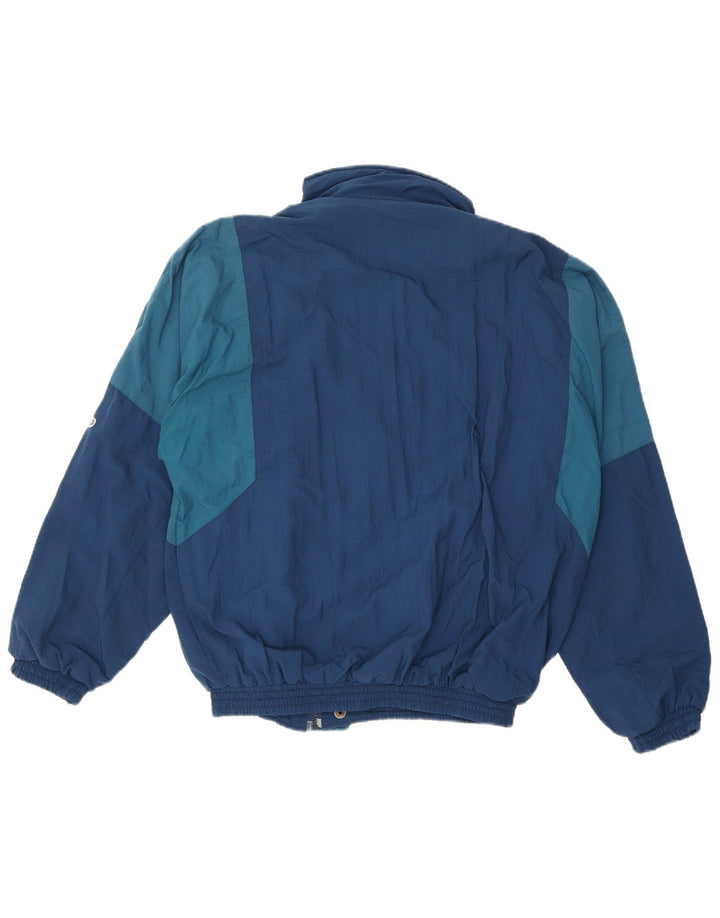 Vintage Herren Bomberjacke UK 40 Großes marineblaues Colourblock-Nylon