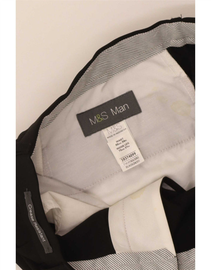 Marks & Spencer Herren-Anzughose mit Pegged-Anzug, W34, L31, schwarzes Polyester