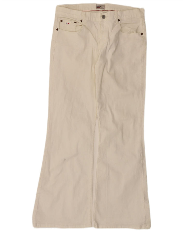 Tommy Hilfiger Schlagjeans für Damen, W32, L30, cremefarbene Baumwolle