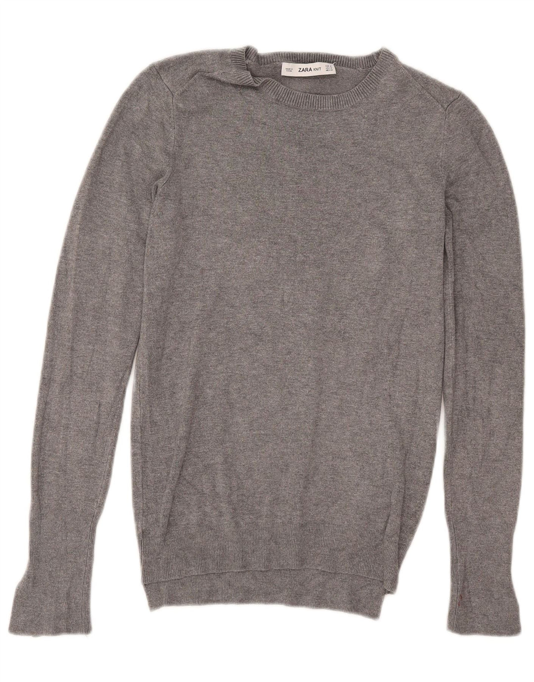 Zara Damen-Pullover mit U-Boot-Ausschnitt, UK 12, Mittelgrau meliert