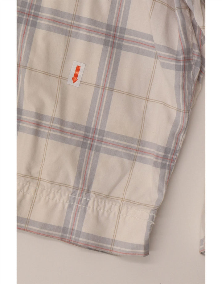 CALVIN KLEIN Herren Cargoshorts W32 Mittelweiß karierte Baumwolle