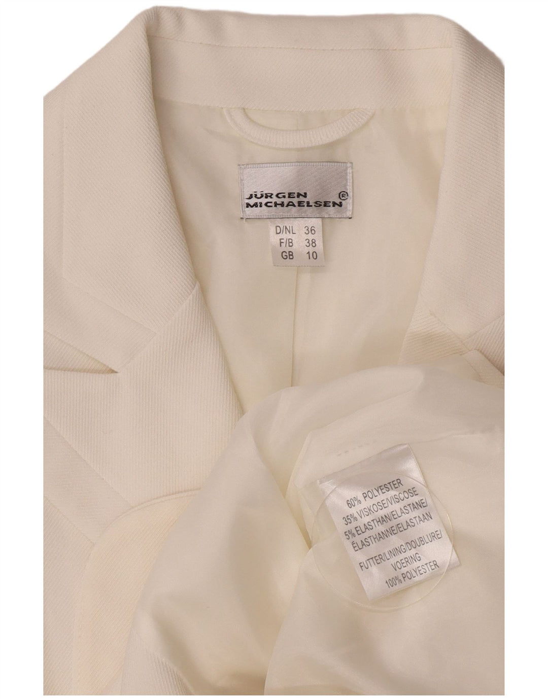Jürgen Michaelsen Damen-Blazerjacke mit 3 Knöpfen, Gr. 10, Größe S, Weiß, Polyester