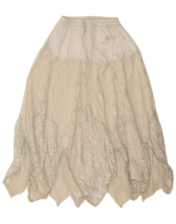 Vintage Damen Asymmetrischer Rock W30 Medium Off White Geometrisch