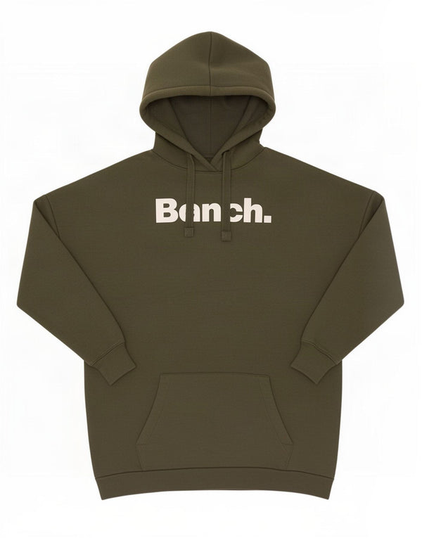 Bench Womens Graphic Oversized Hoodie Pullover UK 12 Medium Khaki Baumwolle