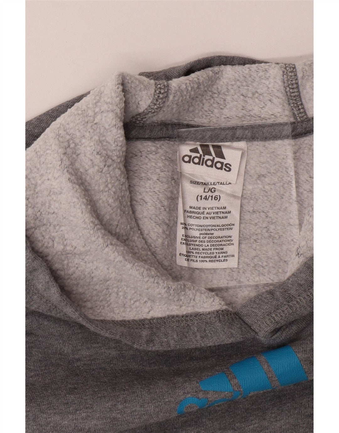 ADIDAS Kapuzenpullover für Jungen mit Grafik, 14–15 Jahre, Größe L, Grau, Baumwolle
