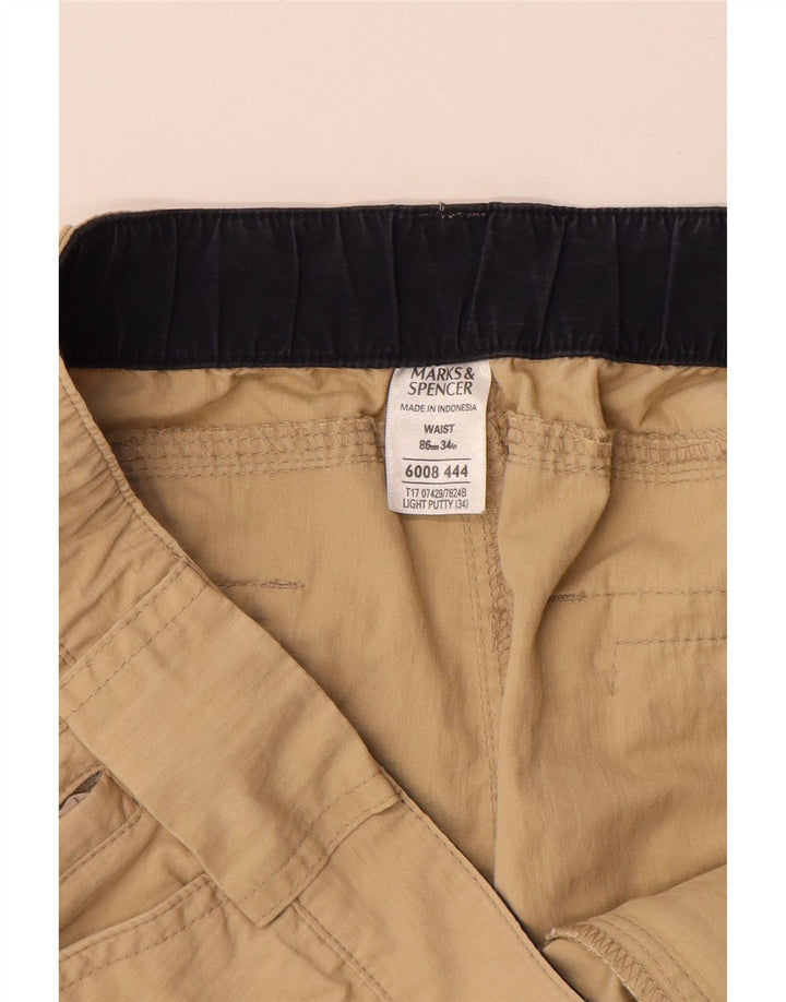 MARKS & SPENCER Herren Cargoshorts W34 Large Beige Baumwolle