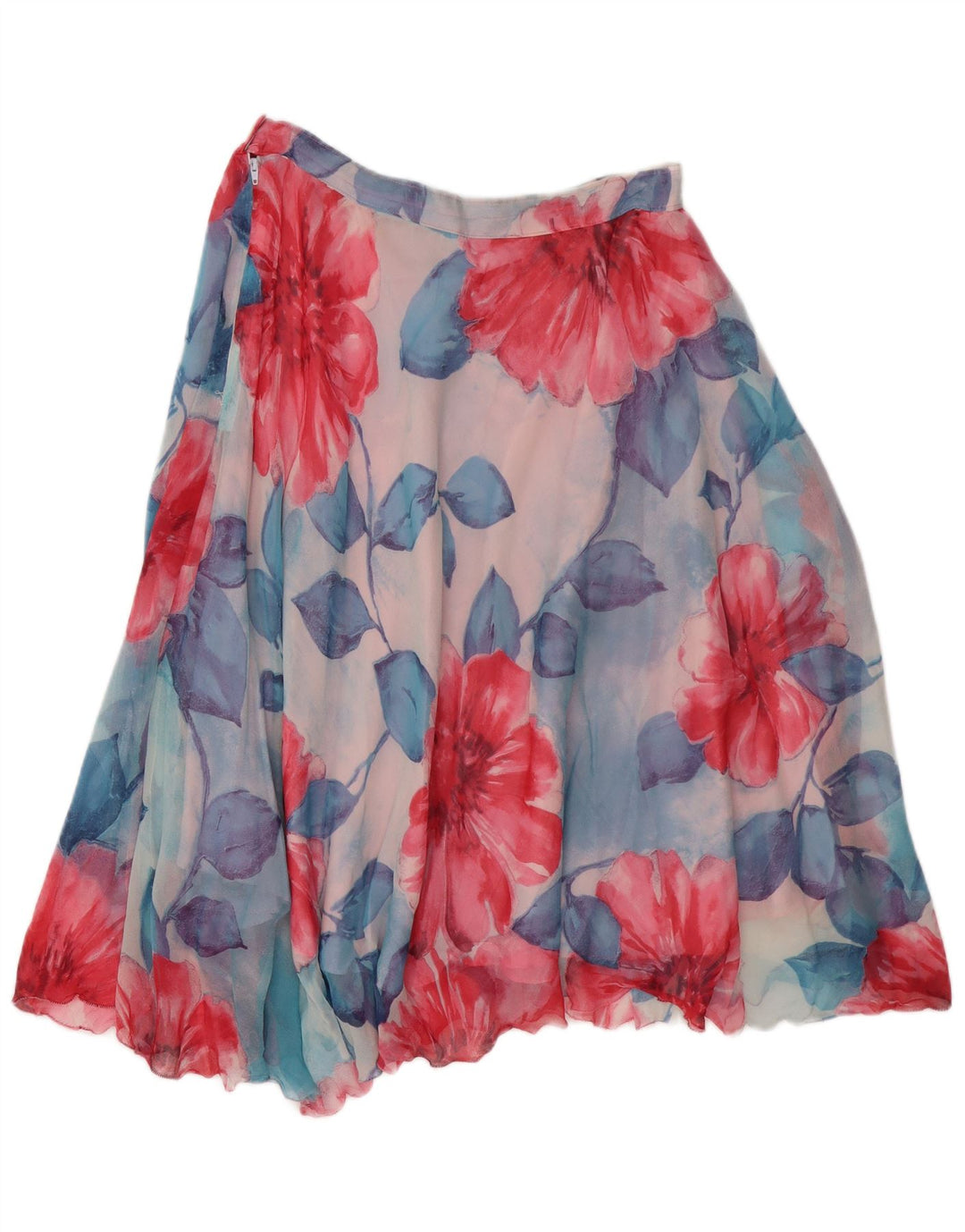 Vintage Damen A-Linie Rock W30 Mittelblau geblümt
