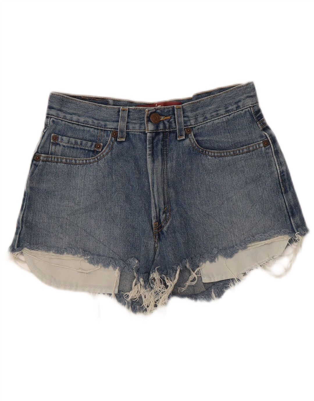 LEVI'S Mädchen 569 Loose Fit Distressed Denim Shorts 13–14 Jahre W27 Blau
