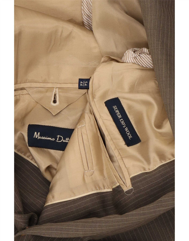 Massimo Dutti Herren-Blazer mit 2 Knöpfen, EU 54, XL, graue Nadelstreifenwolle