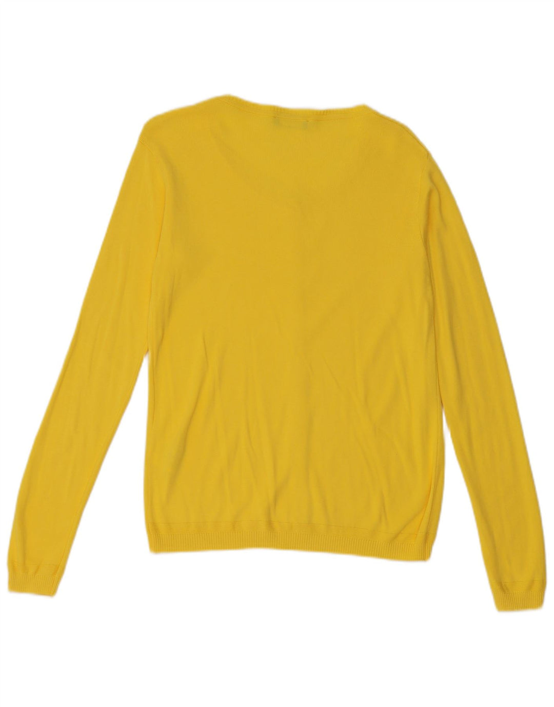 Benetton Damen-Cardigan-Pullover UK 12 Mittelgelbe Baumwolle