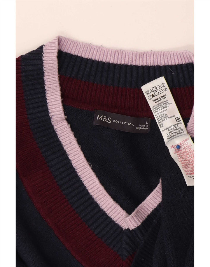 Marks & Spencer Damen-Pullover mit V-Ausschnitt, Größe 40, Marineblau