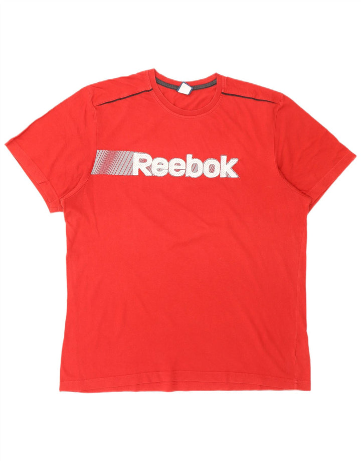 REEBOK Mens Graphic T-Shirt Top Large Red Cotton