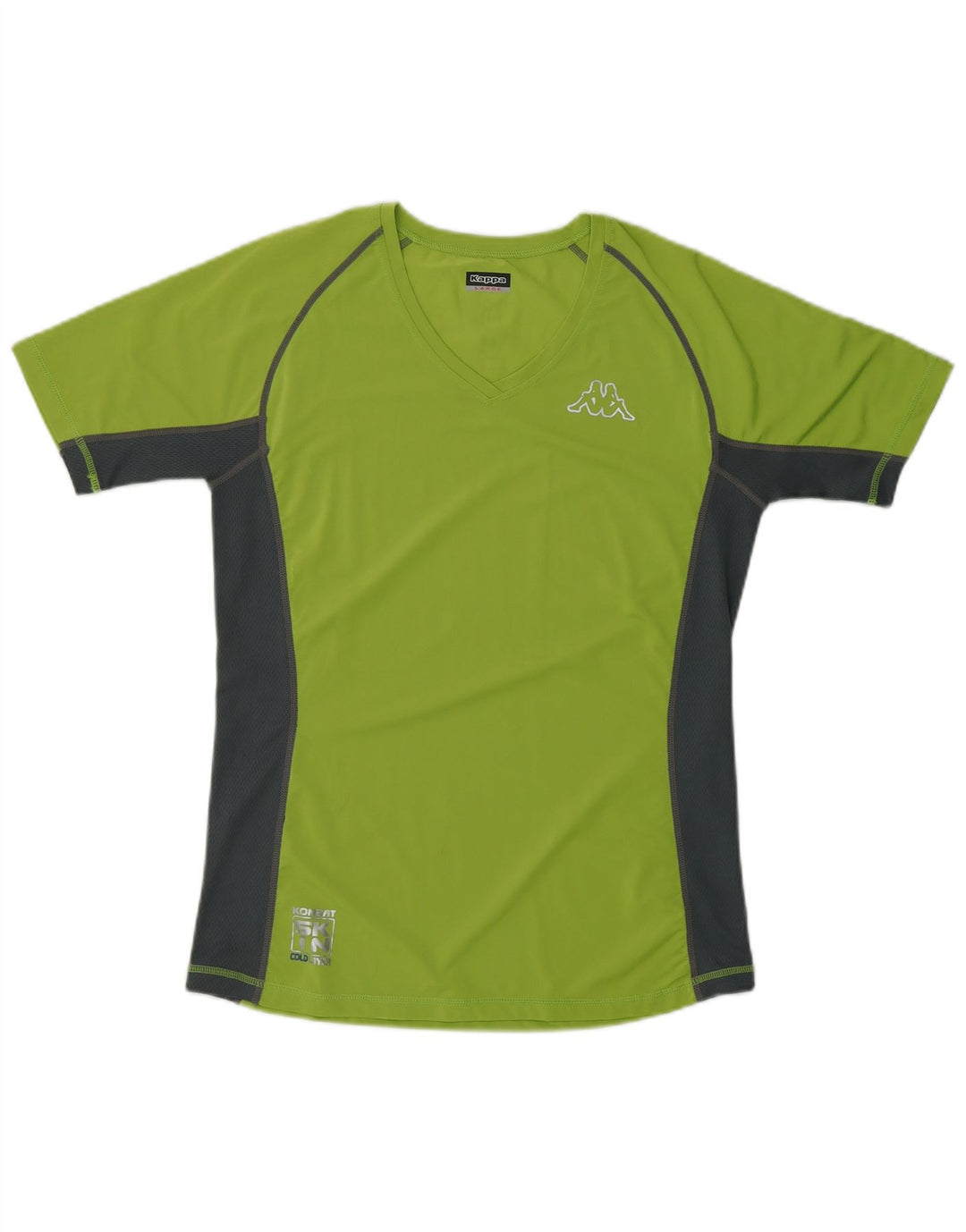 KAPPA Damen Grafik-T-Shirt-Oberteil UK 16 Large Grün Colourblock Polyester