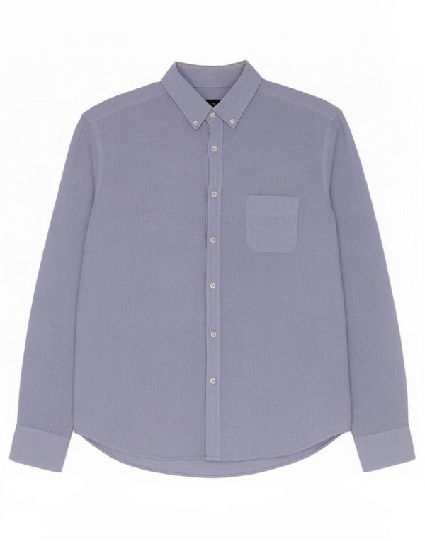 Massimo Dutti Herrenhemd XL Blaues Leinen