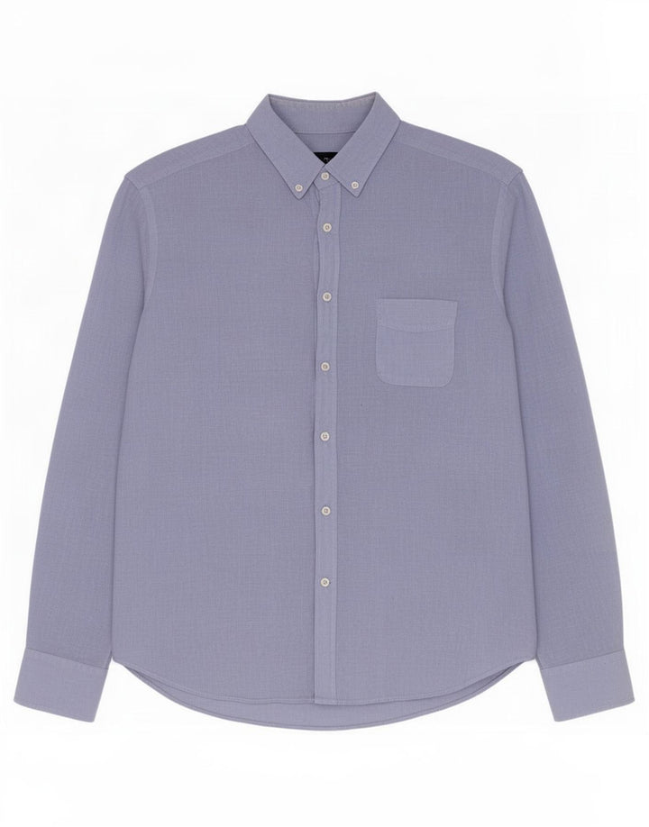 Massimo Dutti Herrenhemd XL Blaues Leinen