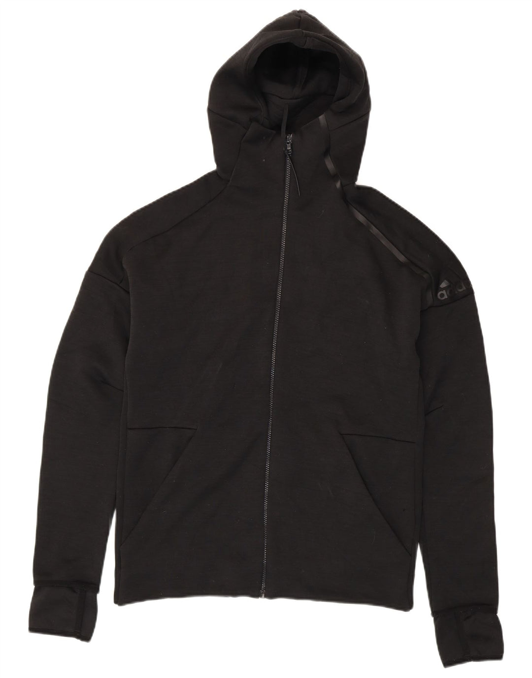 Adidas Herren-Kapuzenpullover mit Reißverschluss, Mittelschwarz geflecktes Polyester