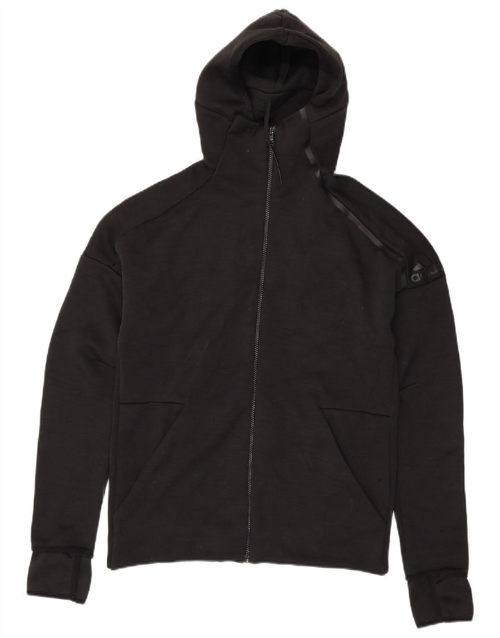 Adidas Herren-Kapuzenpullover mit Reißverschluss, Mittelschwarz geflecktes Polyester