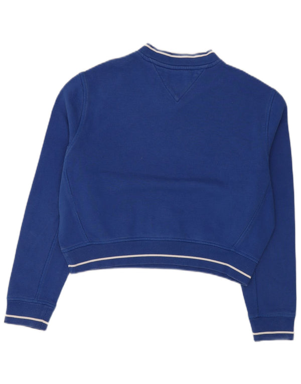 Tommy Hilfiger Damen-Sweatshirt mit übergroßem Grafik-Crop-Sweatshirt, Gr. 6, XS, Blau
