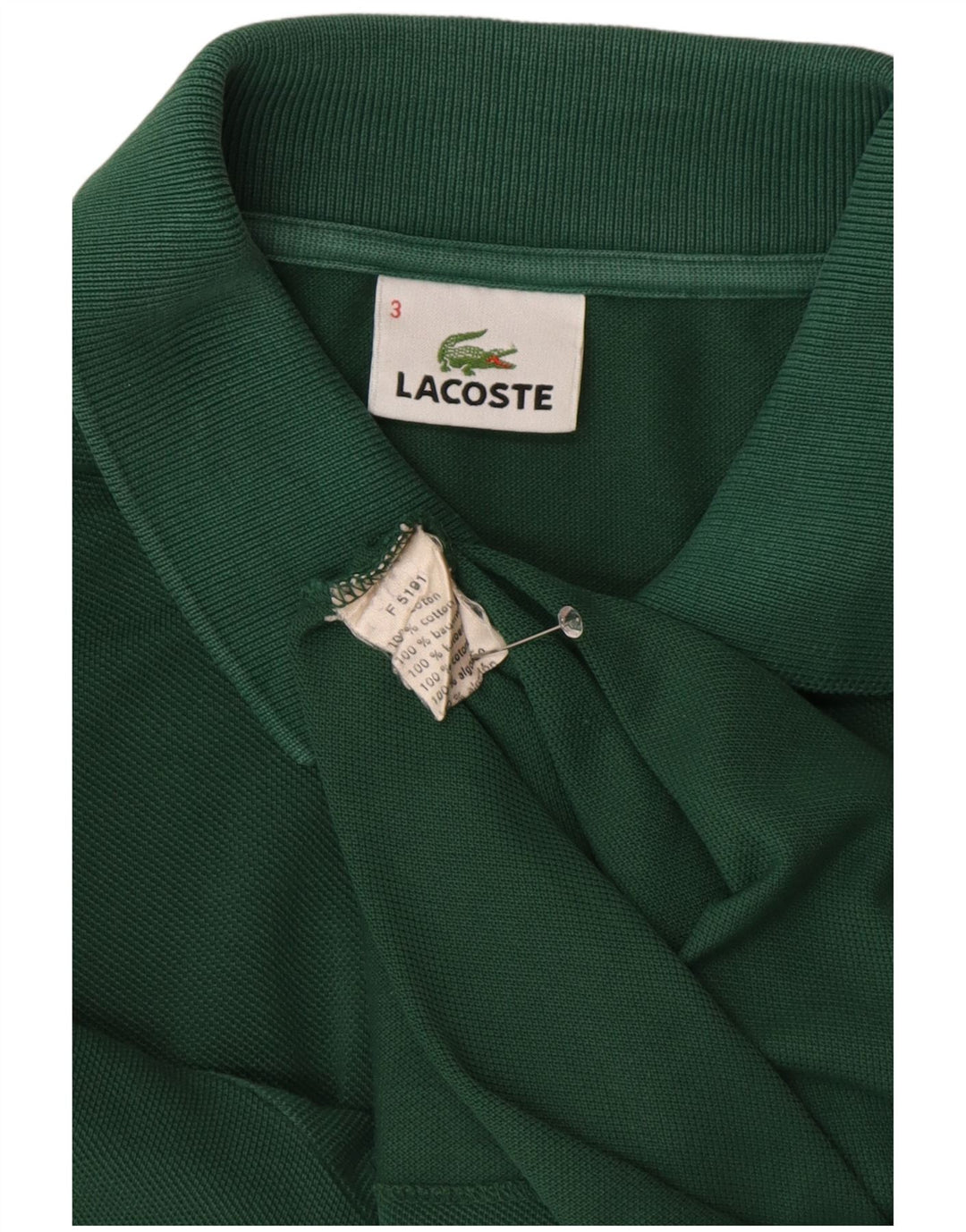 LACOSTE Herren-Poloshirt, Größe 3, klein, grüne Baumwolle