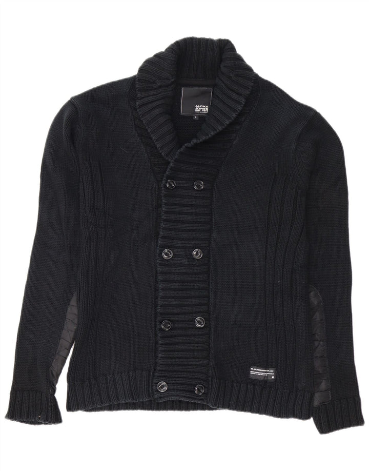JACK & JONES Herren-Strickjacke, groß, schwarze Baumwolle