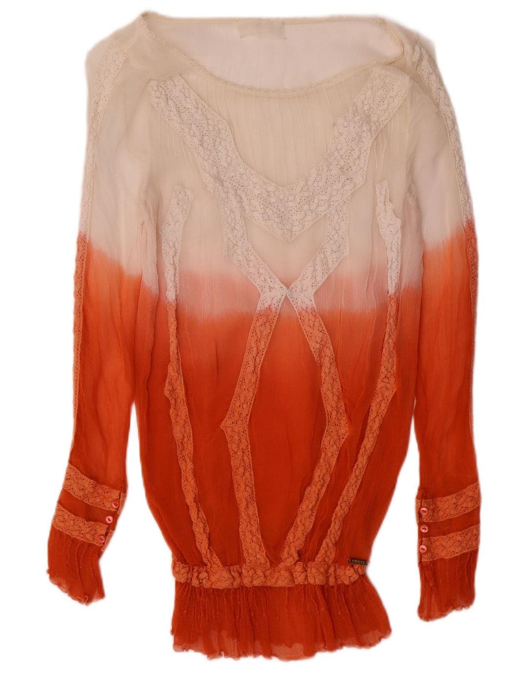 GUESS Damen-Blusenoberteil, durchsichtig, UK 10, Größe S, Rot, Farbblock