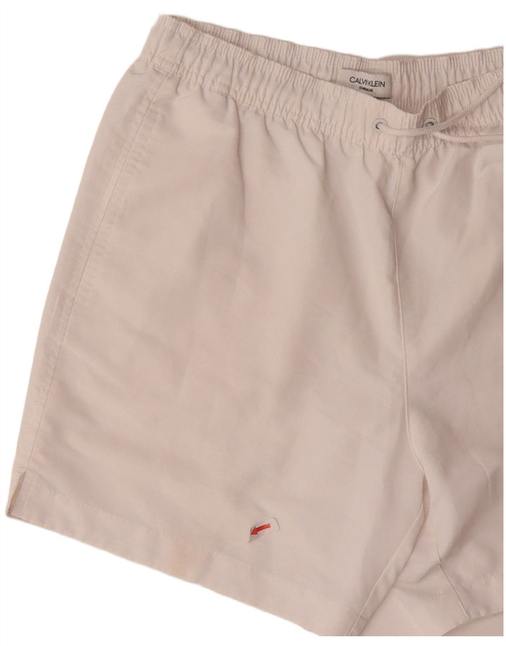 Calvin Klein Herren Badeshorts mit Grafik, Größe S, Weiß, Polyester