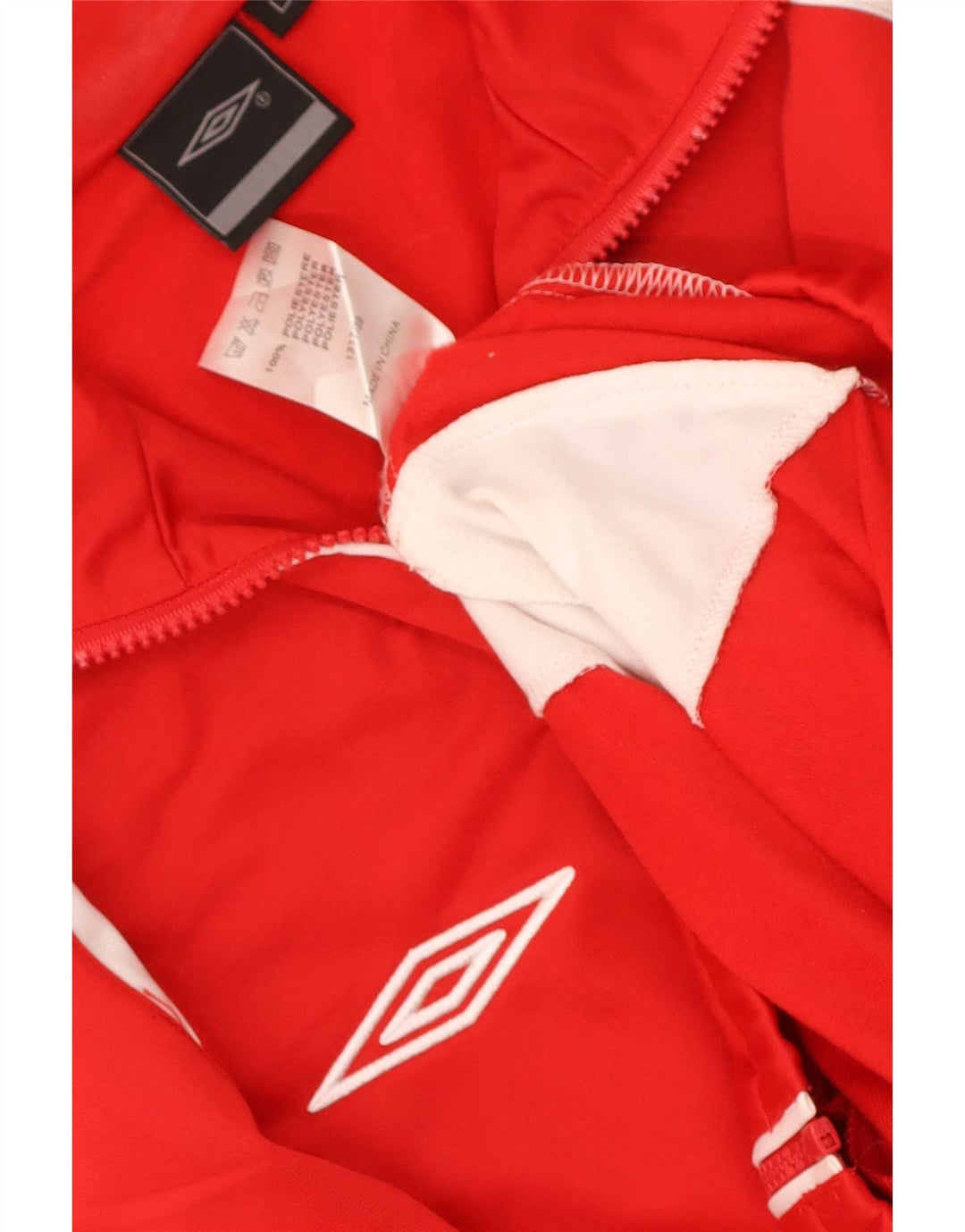 Umbro Herren-Trainingsanzug-Top-Jacke, großes rotes Farbblock-Polyester