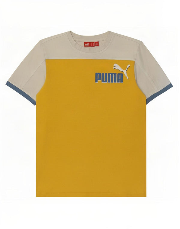 Puma Jungen T-Shirt mit Grafik, 13–14 Jahre, gelbe Farbblock-Baumwolle