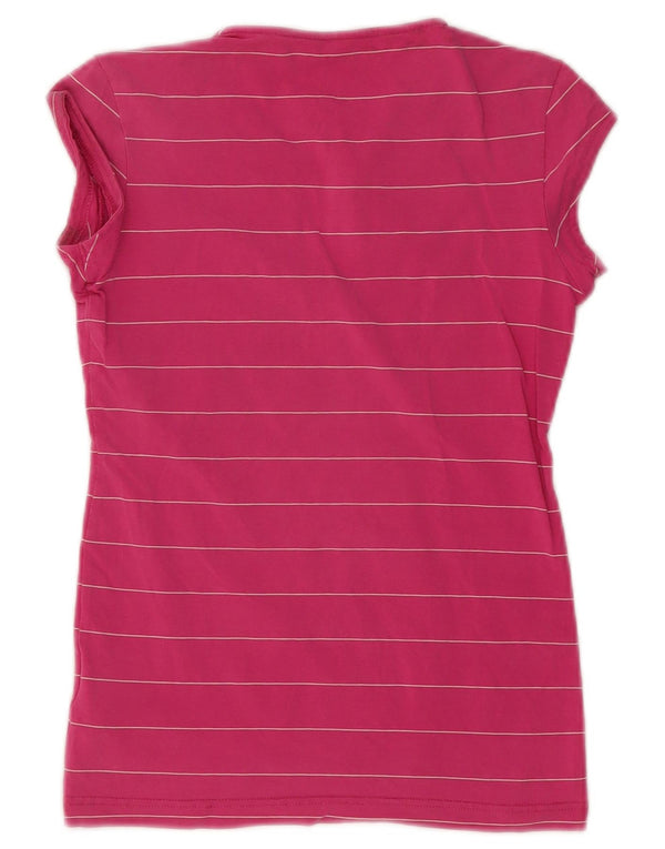Nike Damen T-Shirt Top UK 8 Small Pink Gestreifte Baumwolle