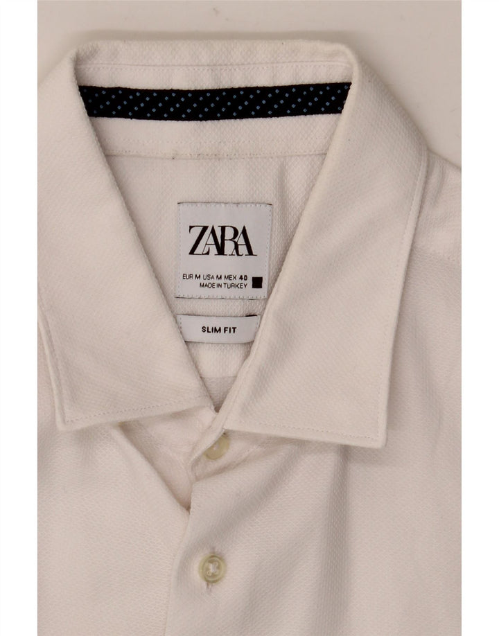ZARA Herren Kurzarm-Slim-Fit-Hemd Mittelweiß