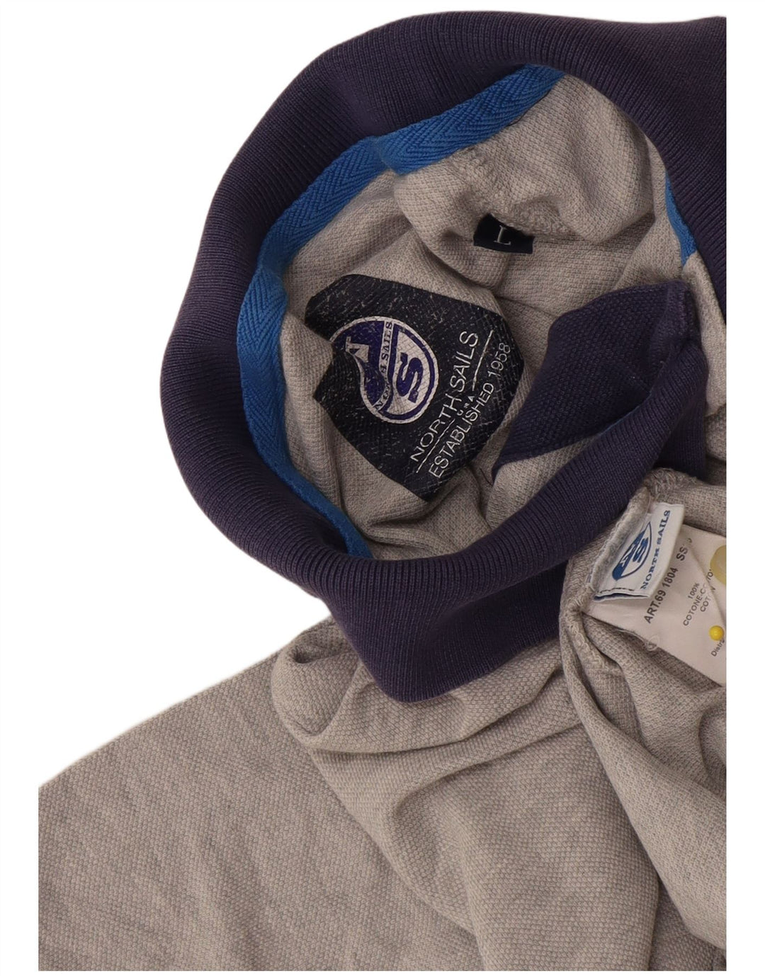 North Sails Herren-Poloshirt, große graue Colourblock-Baumwolle
