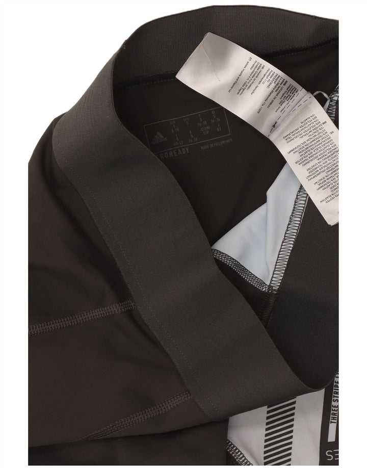 ADIDAS Damen-Leggings mit drei Streifen, UK 8/10, klein, schwarz, geometrisch