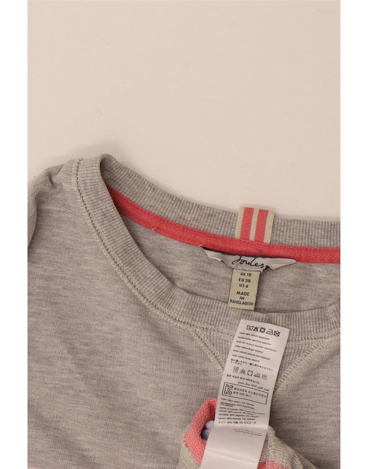 Joules Womens Crop Oversized Sweatshirt Pullover UK 10 Small Grau gestreift