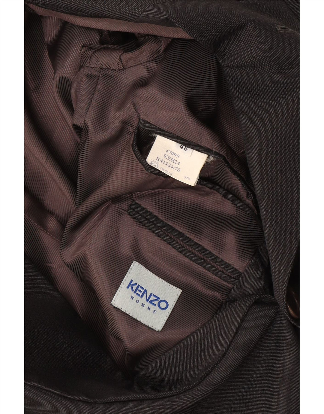 KENZO Herren-Blazerjacke mit 3 Knöpfen, IT 48, mittelmarineblaue Wolle