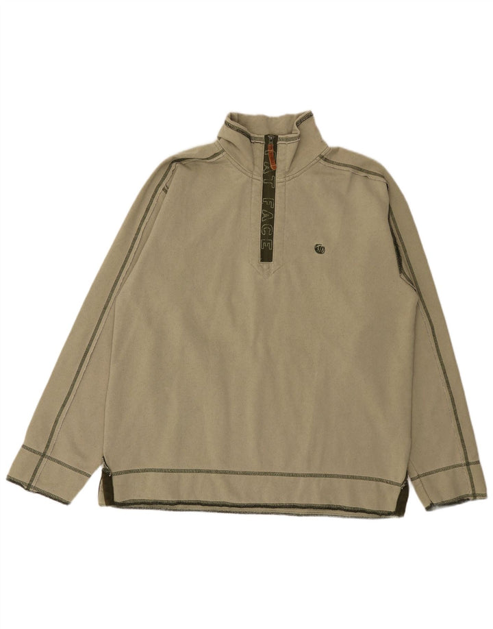 Fat Face Herren-Sweatshirt mit Reißverschluss am Hals, mittlere Khaki-Baumwolle