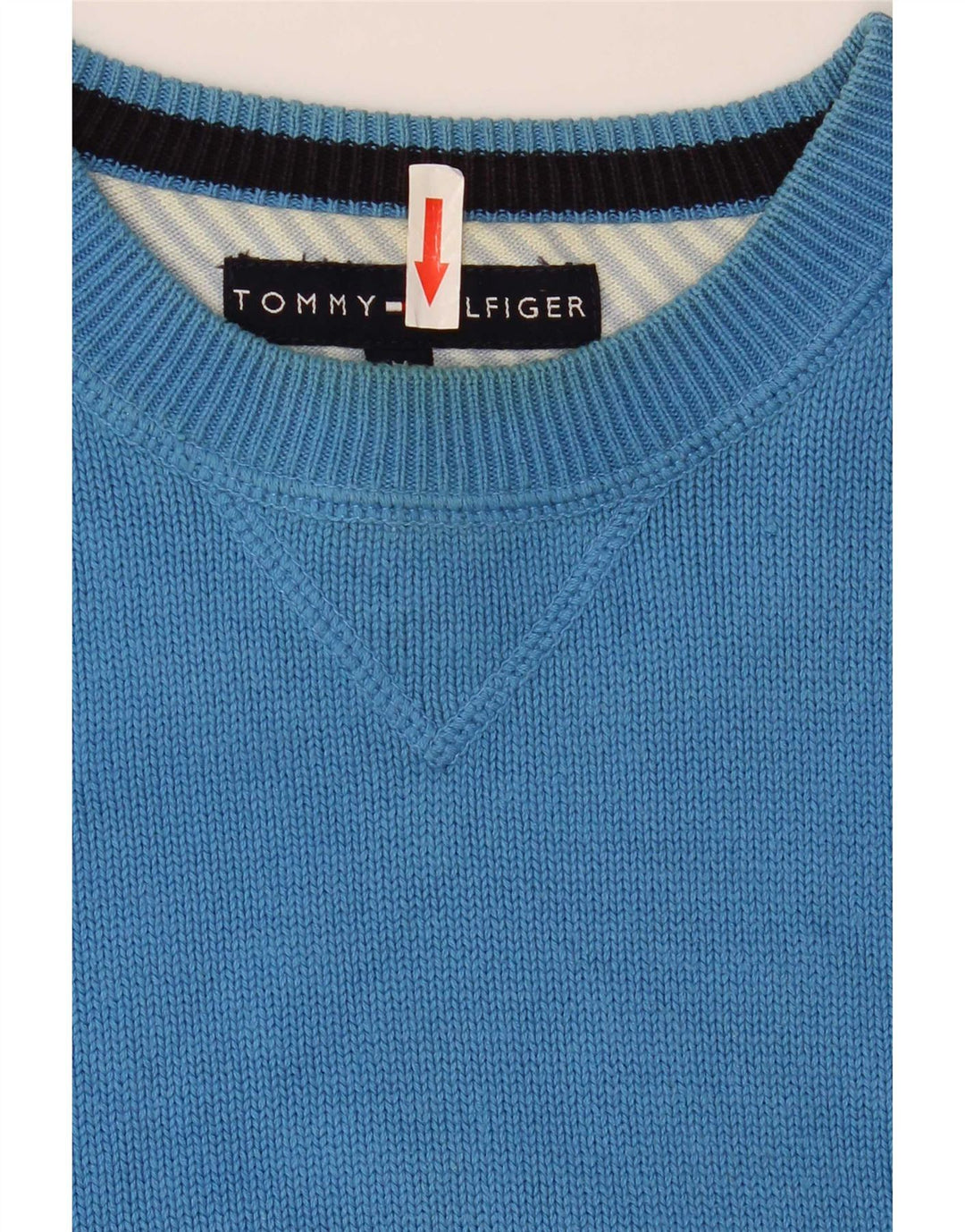 Tommy Hilfiger Herren-Pullover mit Rundhalsausschnitt, mittelblaue Baumwolle