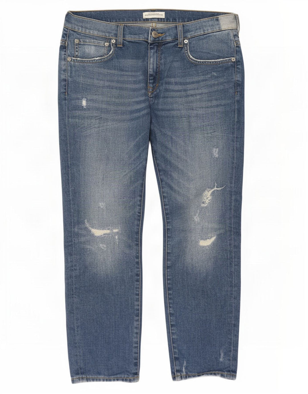 Zara Damen Distressed-Cropped-Jeans EU 40 Medium W30 L25 Blau