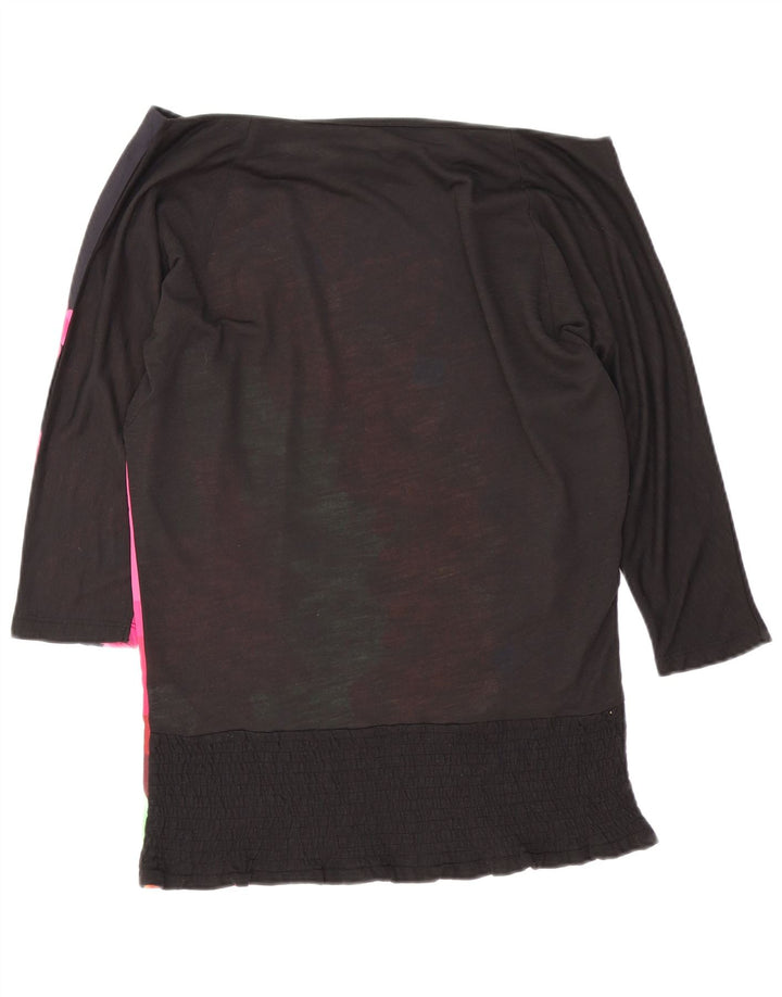 Desigual Damen Übergroßes, schulterfreies Grafik-Oberteil, Gr. 10, Schwarz