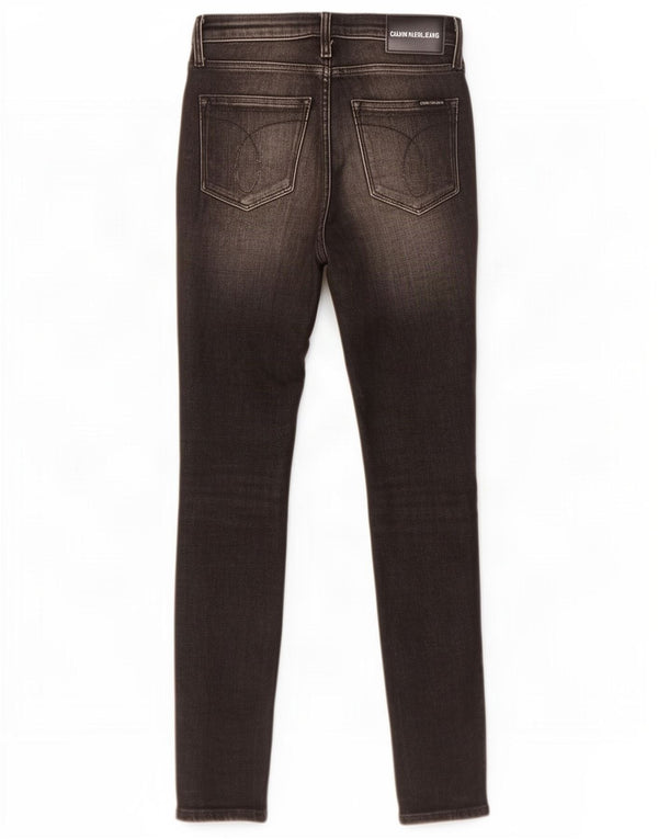 Calvin Klein Damen Distressed Skinny Jeans W27 L30 Schwarze Baumwolle