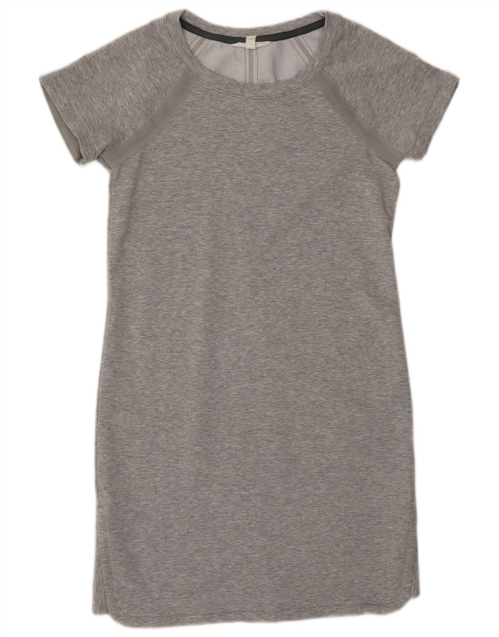 Athleta Damen T-Shirt-Kleid UK 10 Small Grau geflecktes Polyester