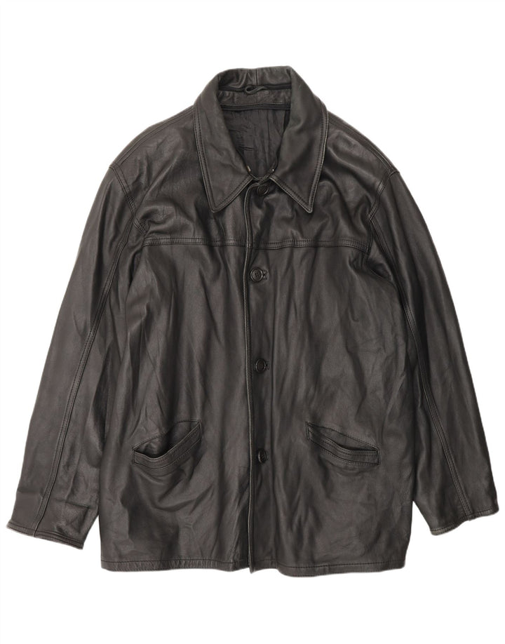 Vintage Herren Ledermantel UK 42 XL Schwarz