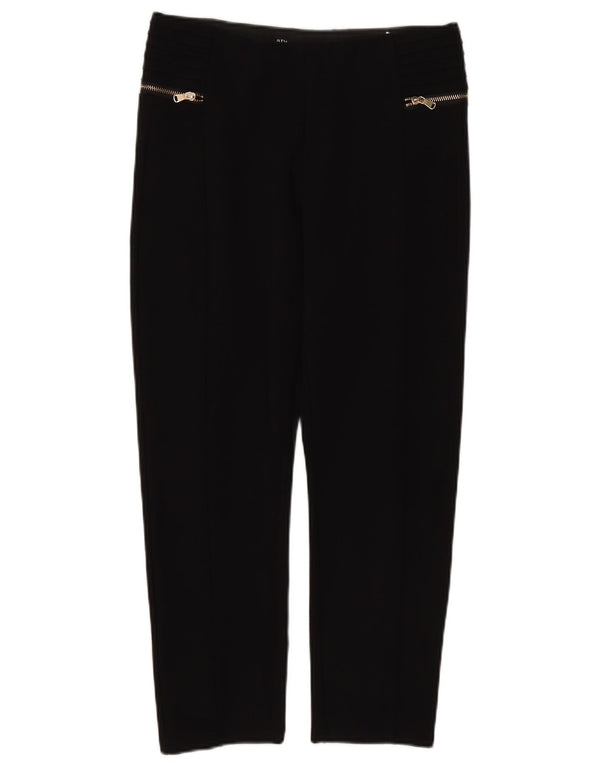 Zara Damen-Hose mit hoher Taille, schmal zulaufend, verkürzt, XL, W32, L25, schwarze Viskose