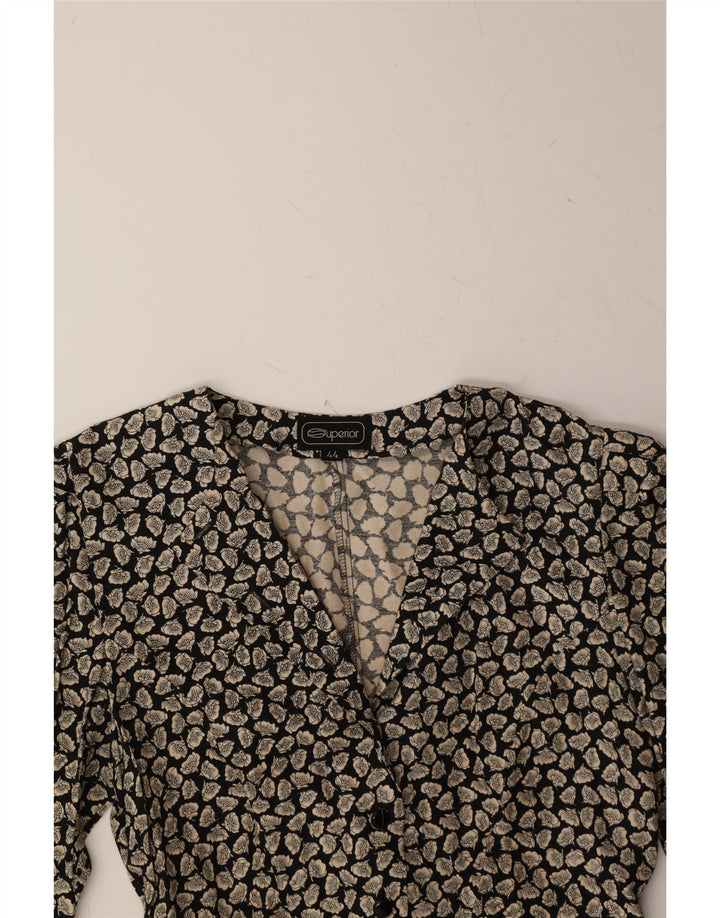 SUPERIOR Womens 2 Button Blazer Jacket IT 44 Medium Black Floral Vintage Superior and Second-Hand Superior from Messina Hembry 