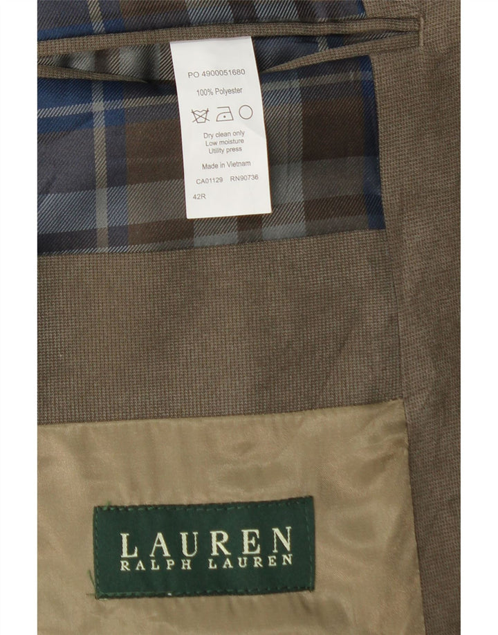 Ralph Lauren Herren-Blazer mit 2 Knöpfen, UK 42, XL, Khaki, Hahnentrittmuster
