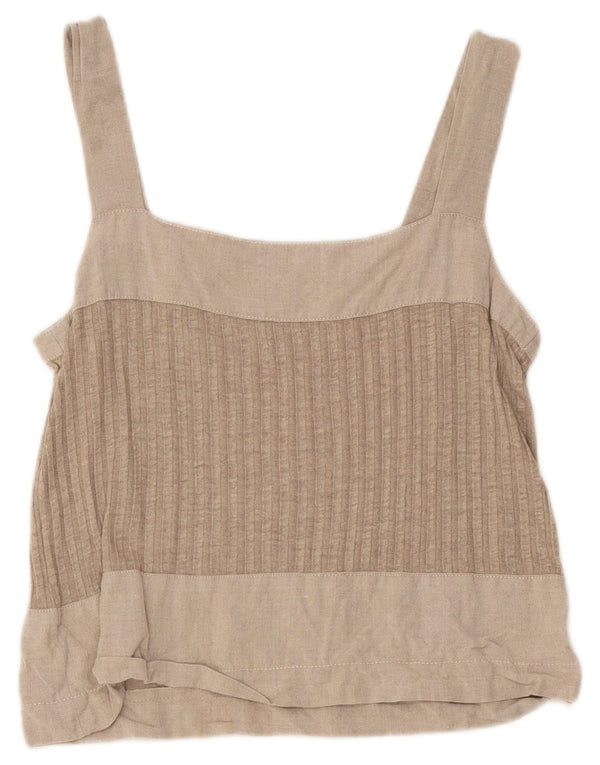 Vintage Damen Crop Cami Top UK 8 Small Grau Farbblock
